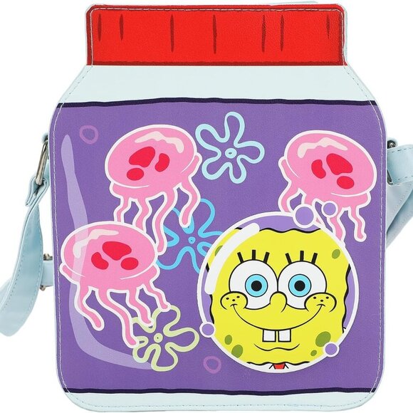 Colorful 12.5" Spongebob Crossbody Bag with Adjustable Strap & Zipper Pocket - Picture 3 of 7